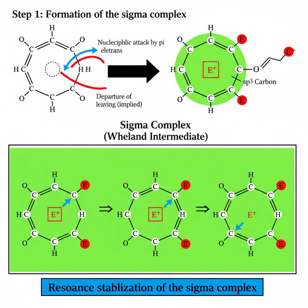 Chemistry Reaction Mechanism Electrophilic Intermediates Diagram